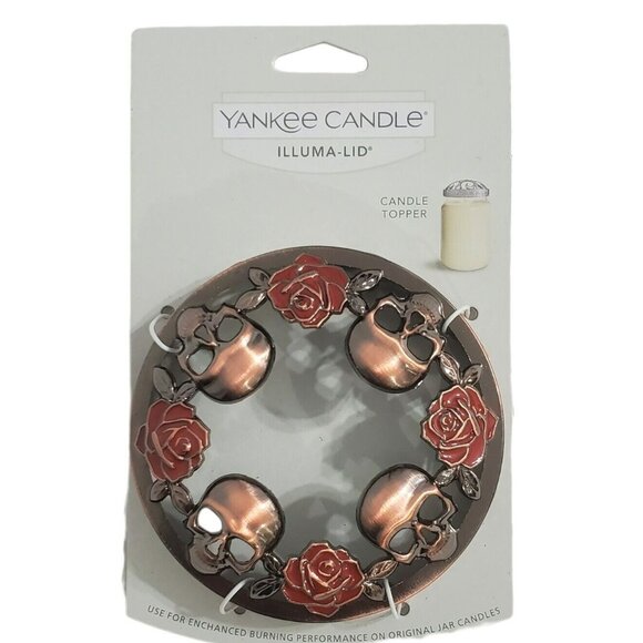 New Skull Roses Illuma Lid Topper Yankee Candle Phantasmagoria Gothic Halloween - Picture 1 of 7